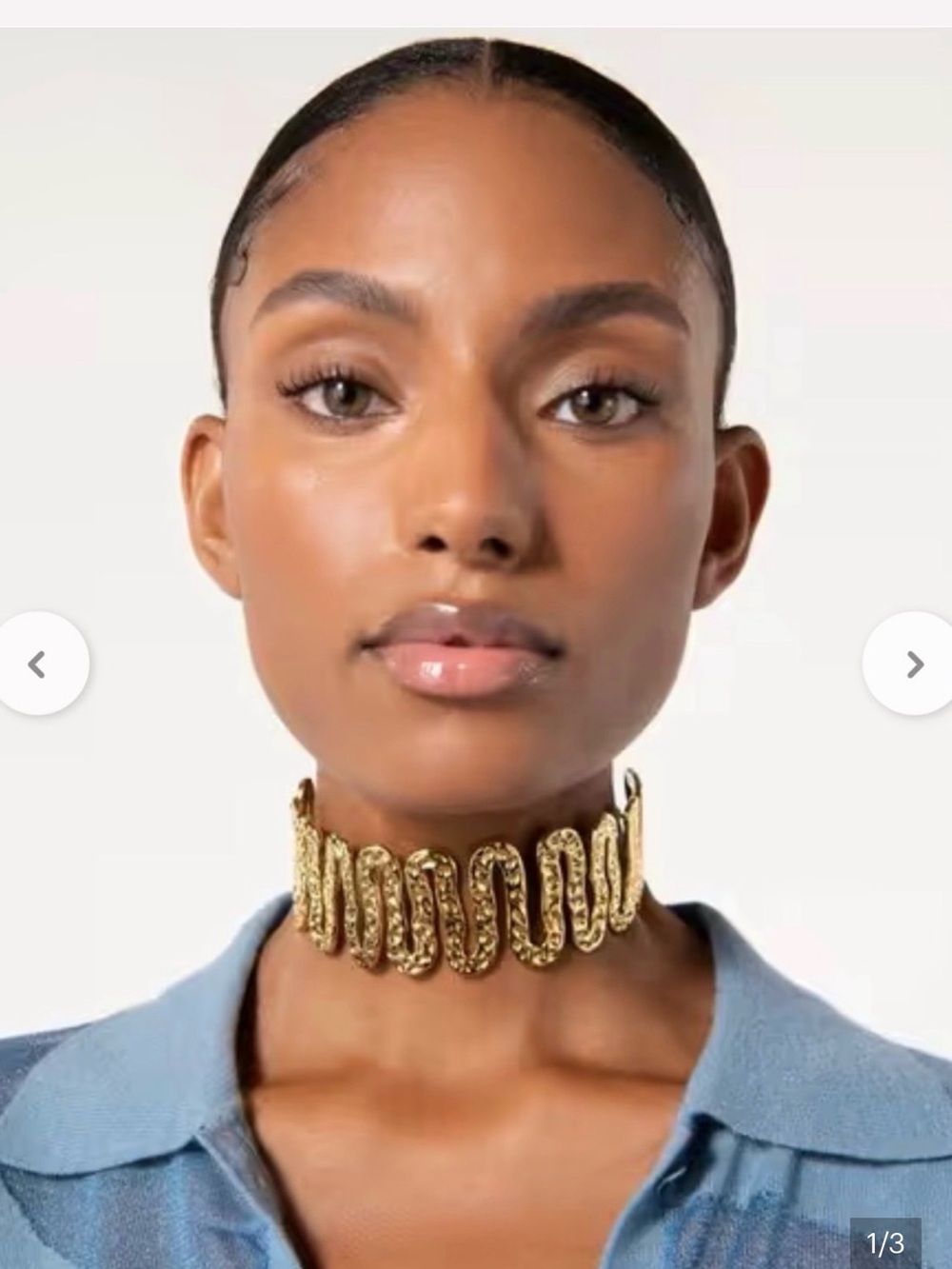 Gold Sculpted Wave Choker Necklace - Women